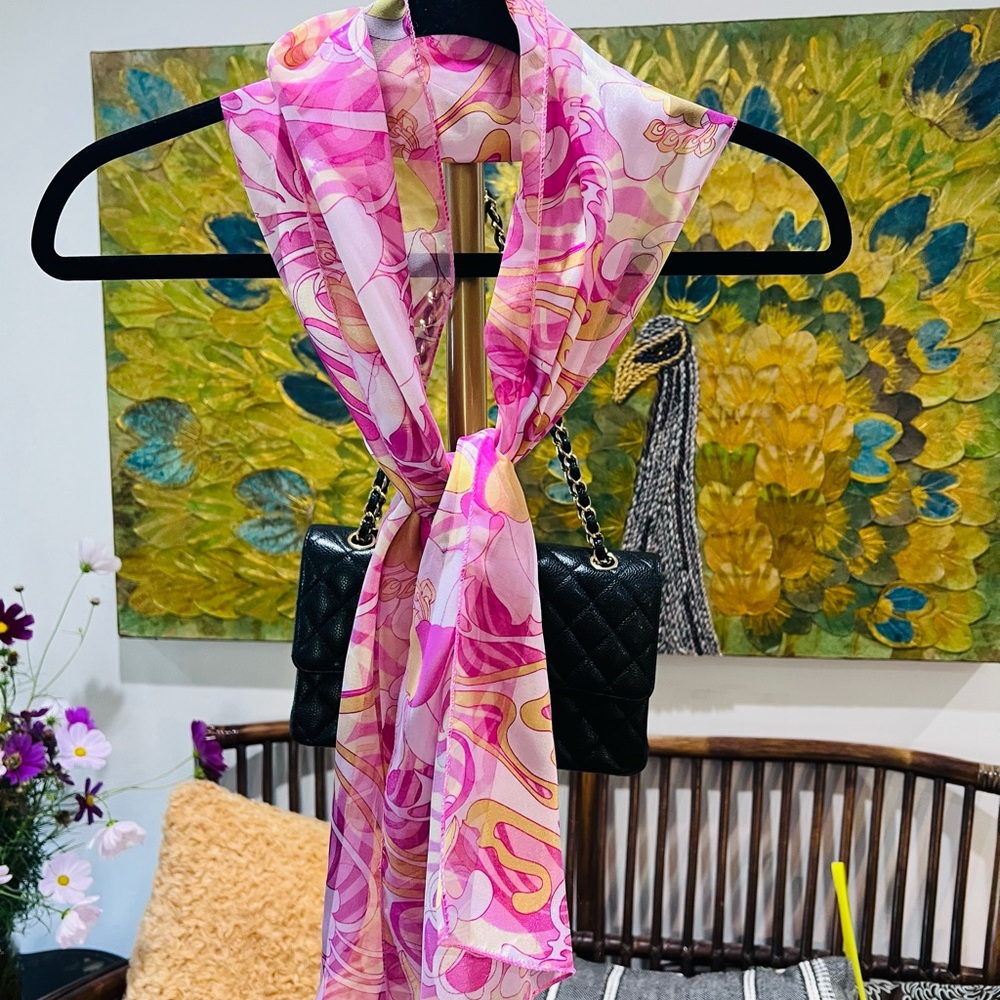 Source Unknown Pink & Yellow Abstract Pattern Women's Scarf